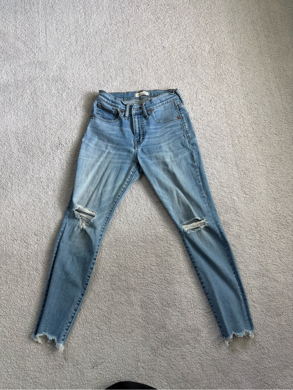Madewell Light Wash Ripped Skinny Jeans